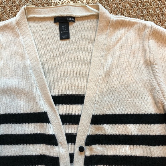 Cream and Black Striped Cardigan - Picture 4 of 6